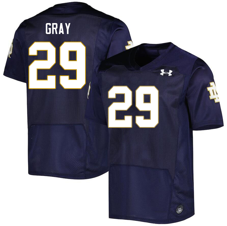 Men #29 Christian Gray Notre Dame Fighting Irish College Football Jerseys Stitched-Navy - Click Image to Close